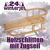 Holzschlitten mit Rückenlehne Lehne Schlitten aus Holz Kinderschlitten NEU