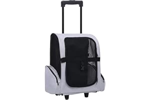 Tidyard Transportin Carrito Perro 2 en 1 Mochila Carrito Carrito Trolley Plegable Multiusos para Mascotas Negro