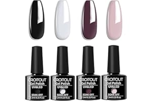 Croitout UV Nagellack Set, Gel Nagellack Shellac Set, Mehrfarbig Ablösbarer Gel Gellack Nagelgel Farben Farbgel Lack, Gel Nail Polish Kit 4 x 7.3ml