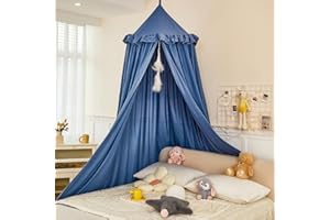 Dix-Rainbow Large Children Bed Canopy royal blue Round Dome Girls Mosquito Net Kids Princess Play Tents Nursery Room Decoration for Baby