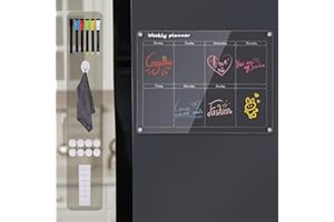 Otauoaea Acrylic Wochenplaner Magnetisch,Wochenplaner abwischbar für Kühlschrank,15.74x11.81 Zoll Wiederverwendbare Planungstafeln für Organisation, Menüplanung und Sliste