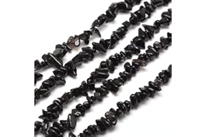 HAAMIIQII 5-8mm Natürliche Schwarze Obsidian Chips Perlen Unregelmäßige Chip Steine Lose Edelstein Perlen Energie Heilung Perlen für Schmuck Making Strang 80 cm