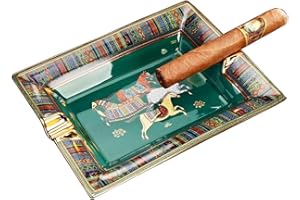 LUBINSKI Posacenere per 2 sigari, in ceramica, stile retrò, per esterni, terrazza, casa, ufficio, decorazione