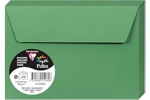 ‎CLAIREFONTAINE Clairefontaine 5596C - Packung mit 20 Umschläge Pollen, Format C6, 114 x 162mm, 120g, ideal für Korrespondenz und Einladungen, Tannengrün, 1 Pack