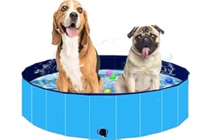 FAVUIT Faltbarer Pool Hundepool Schwimmbad für Hunde und Katzen,Hundebadewanne Planschbecken Hund Swimmingpool mit Rutschfestem Boden & Ablassventil PVC Haustiere Wasserbecken für Hunde Katzen
