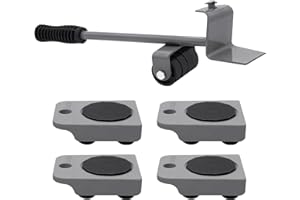 Hioph Heavy Duty Furniture Lifter with 4 Pack Moving Sliders, Furniture Movers Wheels Set 360°Rotation Furniture Sliders for Moving Heavy Furniture Appliance Refrigerator Sofa, 150KG Capacity, Gray
