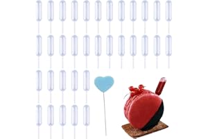 RAKIUTY Pipette Patisserie,Pipette Cuisine,Pipettes de Transfert 4 ml,50 Pièces Pipette de Transfert,Pipettes Compte-Gouttes à Presser pour Fraises,Chocolat,Confiture,Cupcakes,avec 1 Décoration de Gâteau