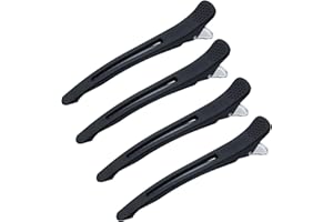HBERCAI 4 Stück Abteilklammern Friseur Klammern,Haar Clips Damen,Haarclips Damen Haarklemmen,Haarklammern Friseurbedarf,Lockenwickler klammern,No-Trace Abteilklammern,Professionelle Salon Haarklammern-Schwarz