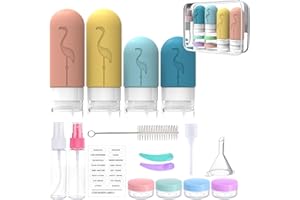 SHSHbuy Botellas de Viaje Silicona,16 Piezas Botes Rellenables Viaje,Contenedores de Viaje,Recipientes de Recargables Para Champús Lociones y Artículos de Tocador