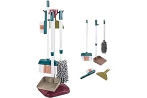 COO11 8pcs Kids Cleaning Set with Dustpan, Broom, Mop, Duster, Brushes and Rag, Pretend Play Cleaning Kit and Toddlers, Role Play Toy for Girls and Boys Age 3+
