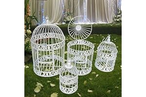 Crysdaralovebi S M European Style Decorative Bird cage/Window Ornaments/White Photography Props/Hotel Wedding cage (White,14x14x25cm)