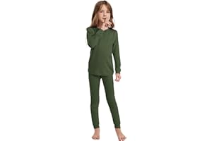 woolcano Thermounterwäsche Kinder Unisex, 100 % Merinowolle Set für Jungen & Mädchen, Skiunterwäsche Winter, Warm & Bequem