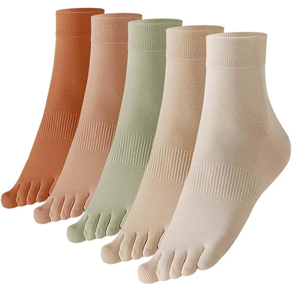 5 Paires Chaussettes à Doigts AOOPOO Femme - Coton Respirant - Sport, Running - Taille 34-39