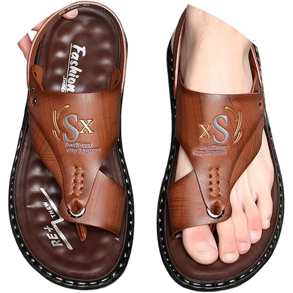 Sandales Spartiates Pour Homme En Cuir - Semelle Antidérapante, Confortables Pour Plage Et Randonnée