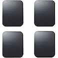 SALEX Replacement Metal Plates Set for Magnetic Car Phone Holder, Wall & Air Vent Mount, Cases, Magnets. Kit of 4 Black Rectangular Iron Discs Without Holes. 3M Adhesive Backing. Steel Sheets, 4 Pack.