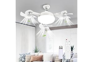 BomKra Ceiling Fan with Lights and Remote 2025 New 3 Heads Drone Ceiling Fans LED 50W 3 Speeds Modern Fan Light Dimmable 3 Color Light Bulb Fan for Bedroom, Living Room, Closet, Garage, Kitchen