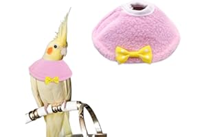 LuckyOpt Bird Recovery Collar, Bite-proof Elizabethan Collar for Bird, Anti-Grab Feather Plucking Wound Healing Safety Collar for Bird Neck Protection, Collar Protector for Small Birds (Pink, S)