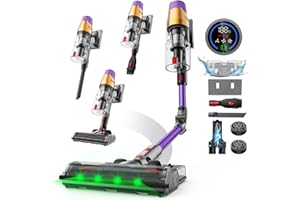 Linkifly A12 Aspirapolvere Senza Fili, 8 in 1 Combo Lavapavimenti, 48Kpa 550W 70Min, Touch Schermo, Aspirapolvere Pieghevole con Ricarica A Parete per Tappeti Domestici/Auto/Peli di Animali