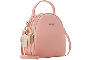 Katech Mode Rucksack Damen Kleine Handy Schultertasche Lederrucksack Frauen Klein Handtasche Mini Casual Daypacks für Party/Reisen/Arbeit (Rosa)