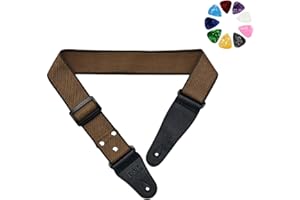 JIIJCAAC Guitar Strap, Guitar Strap Locks Acoustic Guitar Strap,Artificial leather end guitar shoulder strap，Used for Western guitar, acoustic guitar, and bass black,Bring three guitar paddles