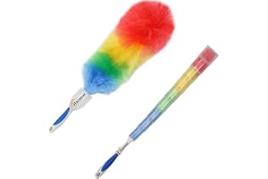 Hasanat Essentials Multipurpose Static Duster Soft Rainbow Plastic Easy Clean Multicolor Cobweb Cleaner Feather Tool Electrostatic Power Dusting Brush For Appliances Furniture Computer Cars Home