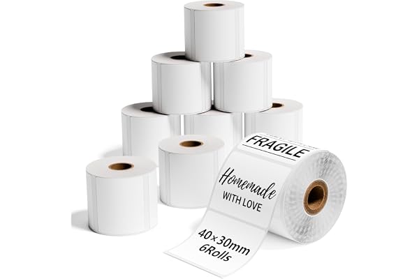 Phomemo 9 Rouleaux Etiquettes M110 Etiquettes Autocollante pour étiquettes thermiques,1,57"x1,18" (40x30mm),adapté à Phomemo M110 M120 M220 M221 M108 M102 M100 M150 M250 M260,230 étiquettes/Rouleau