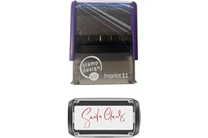 STAMP DESIGN 4U Christmas Stamp- Santa's Signature Rubber Stamp- Self-Inking, Ideal for Crafts, Christmas Cards & Gifts- Red Ink- 38 x 14mm