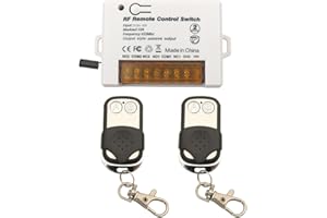 DieseRC Interruptor de mando a distancia de Relé Inalámbrico de 2 Canales 433MHz RF DC 5V 12V 24V 30V 10A Receptor de relé con 2 Control Remoto Transmisores, Terminal Grande Cableado Fácil