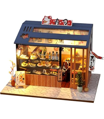 Kit per casa delle bambole in miniatura, scala 1:24, fai da te, casa in legno con luci a LED, mobili dal design realistico, casa delle bambole per Kit per casa delle bambole in miniatura, scala 1:24, fai da te, casa in legno con luci a LED, mobili dal design realistico, casa delle bambole per