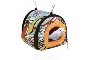 WishLotus Warm Bird Nest, Soft Plush Bird House for Cage with Double Zipper, Hanging Bird Hammock for Budgies Parakeets (Colorful, S)