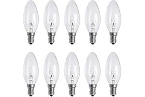 BUZZSPARK 10 x Clear Candle Small Edison Screw Cap SES E14 Lamp Light Bulbs 25W, 25 Watt, 10 Pack Candle Bulbs Dimmable, Warm White 2700K, Screw in Edison Light Bulbs E14, Energy Efficient, Energy Saver
