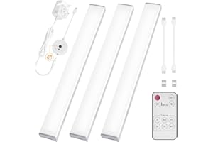 Hensam Under Cabinet Lights, LED Under Counter Light Bar with Remote and Timer, Plug in 3x30 cm Closet Light Wired for Kitchen, Indoor Fixtures, Bedroom, Dimmable 6000K White