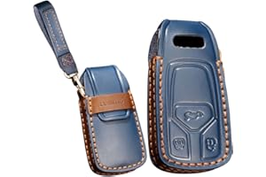 KUNIO Etui ochronne na kluczyki samochodowe, pasuje do Audi A4, B9, S4, RS4, A5, F5, RS5, A6, A7, A8, D5, Q2, Q5, Q7, SQ5, SQ7, TT TTRS, R8, skórzane, etui na klucze, etui na klucze, D, niebieskie