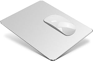 VAYDEER Tapis de Souris Rigide Double Face en Aluminium Surface Lisse et Mince pour Contrôle Rapide et Précis des Jeux et du Bureau - Étanche - Design Mac - Argenté - 23x18 cm (Petit)