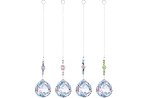 HETING-YQ 4 Pièces Attrape-Soleil en Cristal, Cristal à Suspendre pour Fenêtre, Arc-en-Ciel de Boule de Prisme de Cristal pour Décoration de Jardin Maison