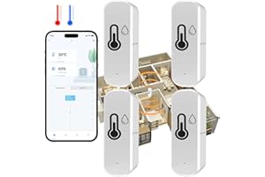 MLZTINGR Thermomètre Hygromètre Wifi pour surveillance de la température et de l'humidité intérieure et extérieure, fonctionne avec l'application Smart Life/Tuya, compatible avec Google Home, Alexa, 4 pièces
