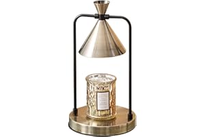 OKYUK Candle Warmer Lamp, Dimmable Metal Candle Lamp Vintage Wax Melt Candle Table Lamp Electric Candle Lamp for Scented Jar Candle with 2 Bulbs, Gifts for her on Valentine's Day(Bronze with Timer)