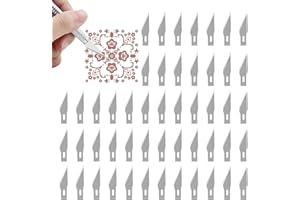 TWOBUD 50 Pcs Craft Knife Blades, Craft Knife Set Carving Craft Knife Replacement - Precision Carving Craft Knife Carbon Steel Hobby Knives Kit for Engraving DIY Art Paper Cutting PCB Repair Modeling