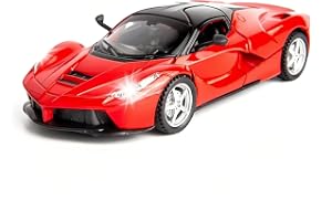 WAKAKAC 1/32 Ferrari Race Model Car and LaFerrari Toy Car, Pull Back Vehicle Alloy Diecast Model, Openable Doors, Collectible Gift Cars for Kids Ages 3-8 (Red)