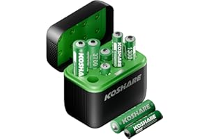 GENERISCH Pilas recargables de litio AAA de 1,5 V AA con cargador, 4 unidades de 3700 mWh doble A y 4 unidades de 1300 mWh triple A de alta capacidad, recargables hasta 1200 veces (negro y verde)