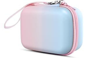 MoKo Kids Camera Case Compatible with Seckton/Goopow/CIMELR/Ourlife/OZMI/GKTZ/Dylanto/PROGRACE/Rindol/Dwfit/hyleton Digital & Video Camera, PU Hard Carrying Bag with Inner Pocket, Gradient Pink + Blue