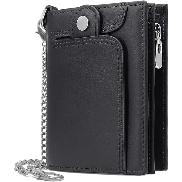 Buono Pelle Portafoglio da uomo in vera pelle morbida con cerniera e porta carte di credito, Nero , M, Bi piega
