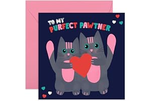 CENTRAL 23 Kot Cheddar – kartka na rocznicę ślubu – 'To My Purfect Pawtner' – kartka rocznicowa z uroczym kotem dla męża lub żony – partnerskie kartki walentynkowe – w zestawie urocze naklejki