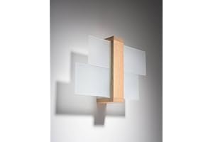 Sollux LIGHTING Feniks 1 Applique Murale| Boîtier en Bois Élégant + Mélange d'Abat-jour en verre | Ampoule E27 Remplaçable, 1 x 60 W | Bois Naturel, 43x 12 x 30 cm