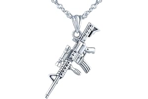 Yumilok Mens Necklace 925 Sterling Silver PUBG M416 Gun Pendant Necklaces