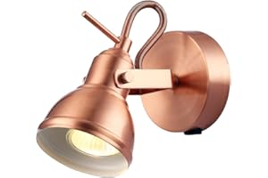 Unique Industrial Designed Brushed Copper Switched Wall Spot Light by Happy Homewares
