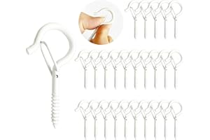 TAKUZA Schraubhaken M4 Weiß, 25 Stück Haken zum Schrauben mit Dübel,Deckenhaken Schwerlast mit Schrauben,Schraubhaken mit Sicherung,Hakenschrauben zum Aufhängen Pflanzenkörben Weihnachtsdekoration