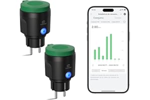 EIGHTREE Enchufe Inteligente Exterior Impermeable IP44 Con Monitorización de Consumo Energético, Enchufe Wi-Fi Compatible con Alexa, SmartThings y Google Home, Control Remoto y Voz, 2.4GHz WiFi, 16A