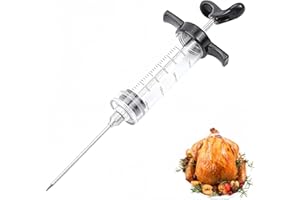 Heanvmyss Siringa per Carne BBQ,Siringa per Marinata,Siringa per Dolci 30 ml,Siringa Cucina con 1 Aghi,30ml Siringa Alimentare per Manzo,Pollo,Maiale,Tacchino