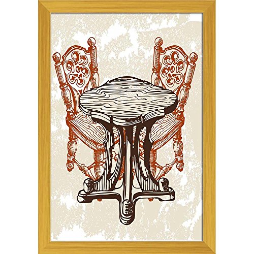 ArtzFolio Coffee Shop Paper Poster Golden Frame | Top Acrylic Glass 9 x 13 inch (23 x 33 cms)